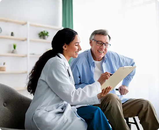 Practitioner meets with male patient
